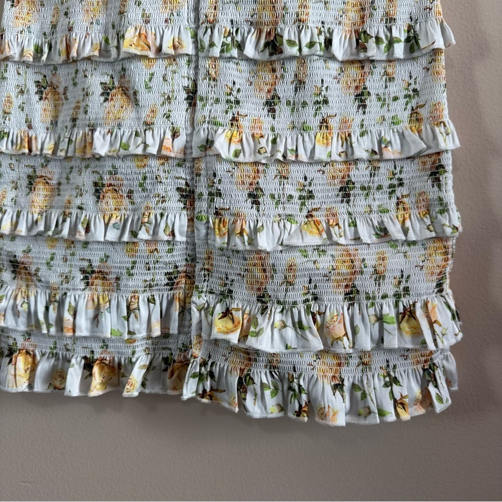 V. Chapman Floral Mini Dress in Cream and Yellow - Picture 10 of 12